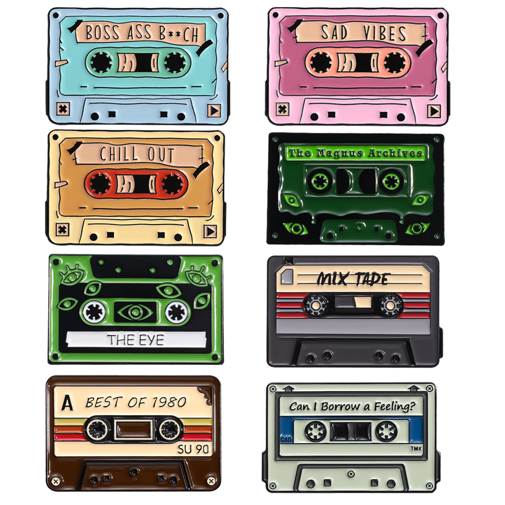 Vintage Vibes Fashion - Vintage Music Tape Enamel Brooches Lapel