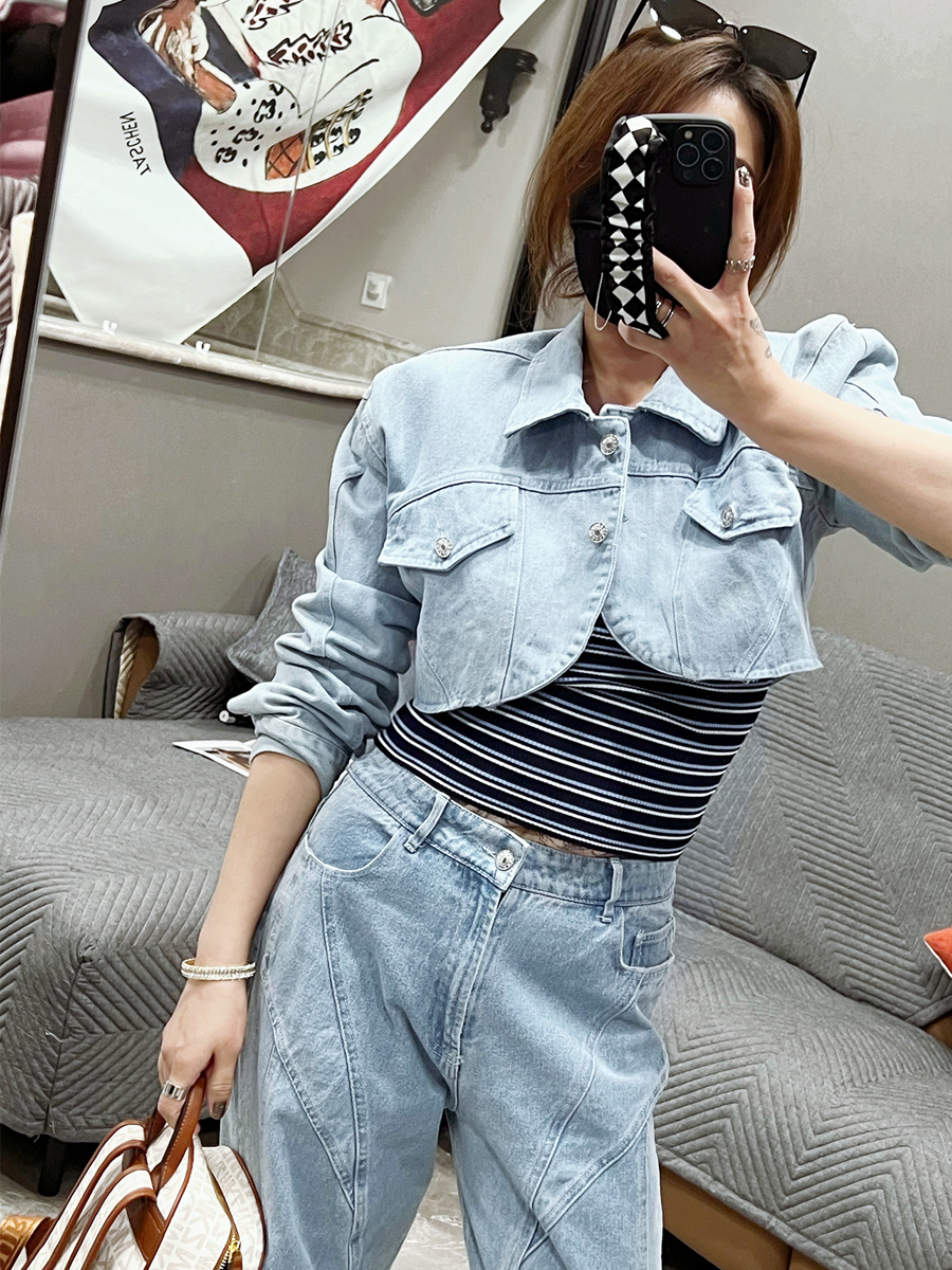 Patchwork Jean Jacket - Warmo Casual Denim Jacket Women High