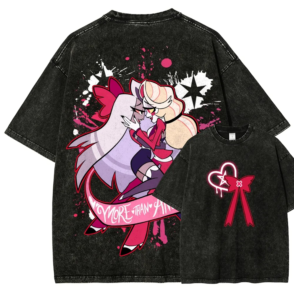 Vintage Fashion Outfits Men - Hazbin Hotel Couple Graphic Print T-shirt
