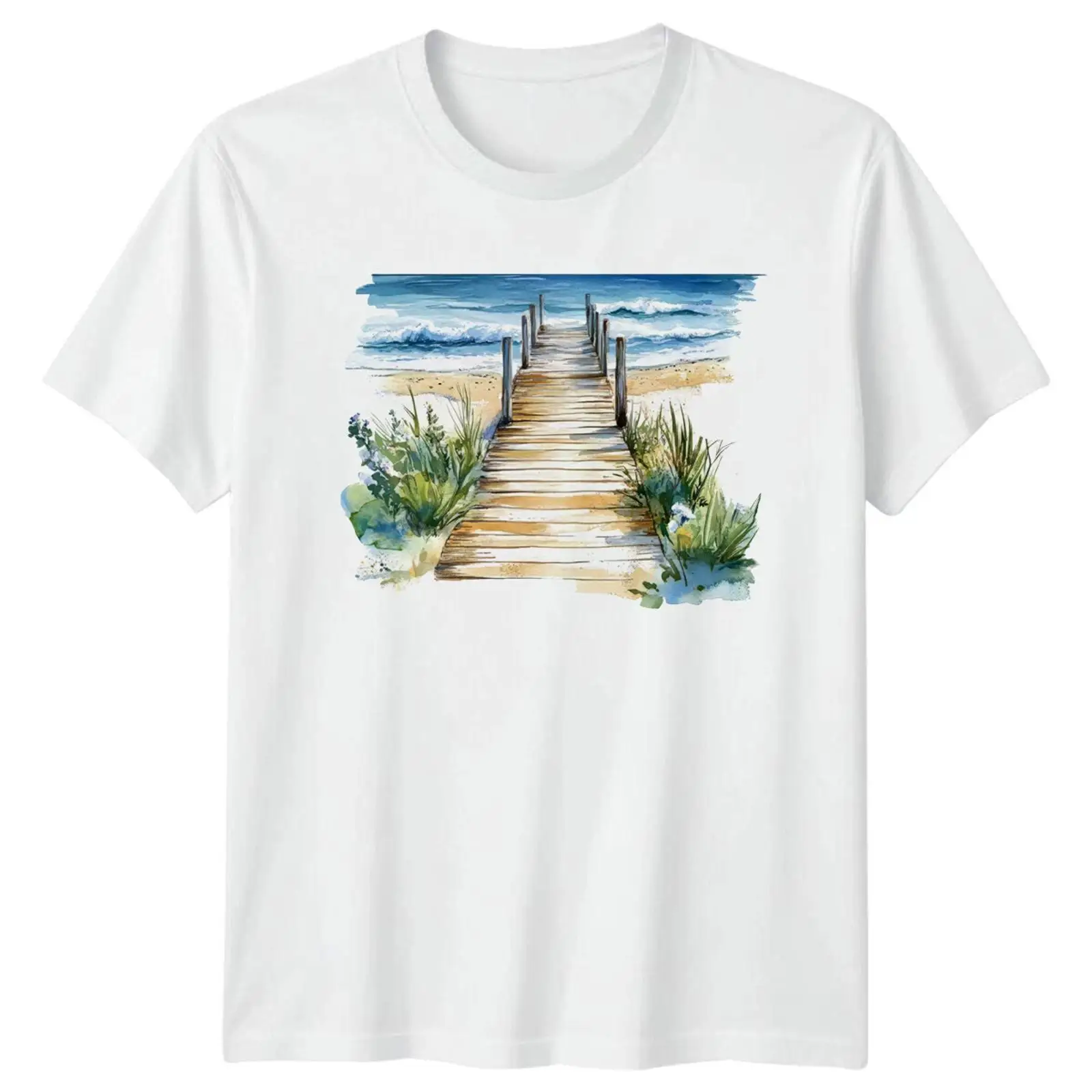 Aquarell Strand Ozean Küste He - Vintage Fashion Herren recensione e prezzo