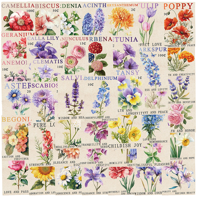 50PCS Vintage Flower Postage S - Vintage Fashion Magazine recensione e prezzo