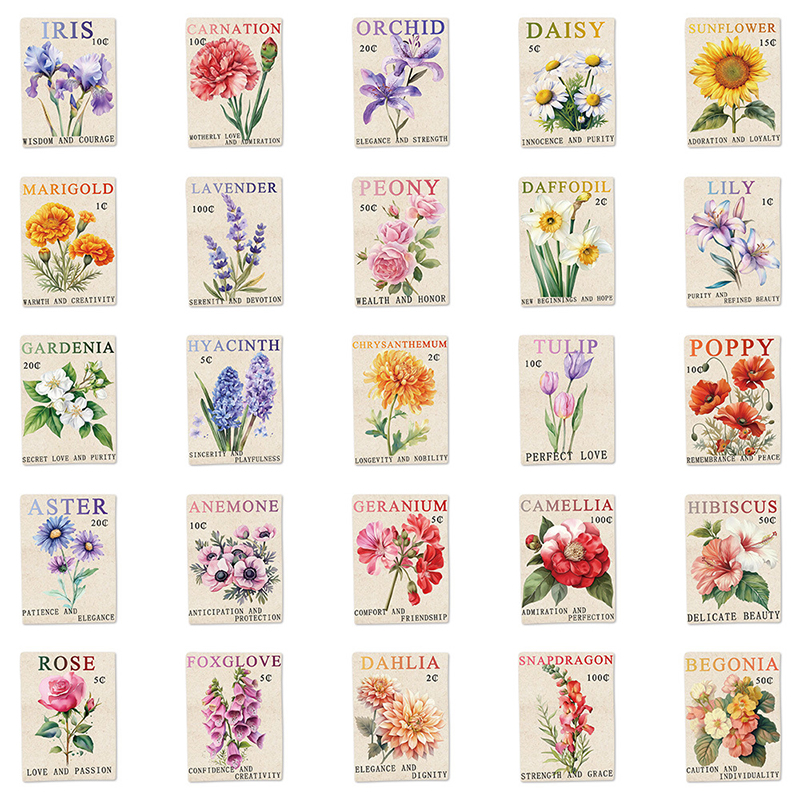 50PCS Vintage Flower Postage S - Vintage Fashion Magazine recensione e prezzo