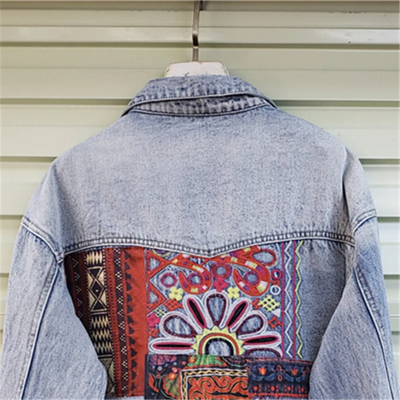 Bohemia Embroidery Splicing Bi - Patchwork Jean Jacket recensione e prezzo