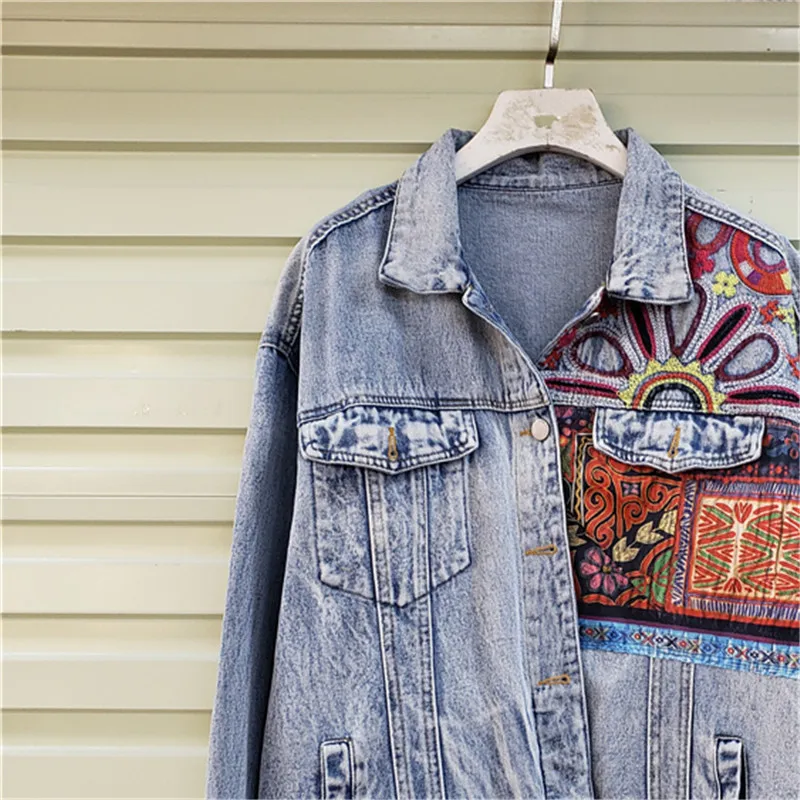 Bohemia Embroidery Splicing Bi - Patchwork Jean Jacket recensione e prezzo