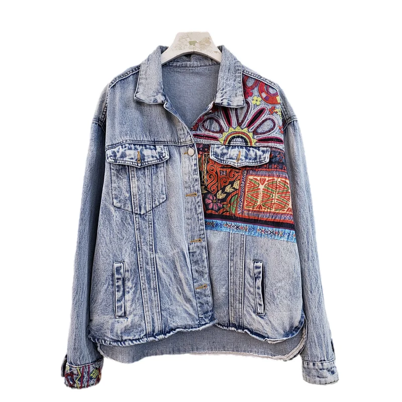 Bohemia Embroidery Splicing Bi - Patchwork Jean Jacket recensione e prezzo