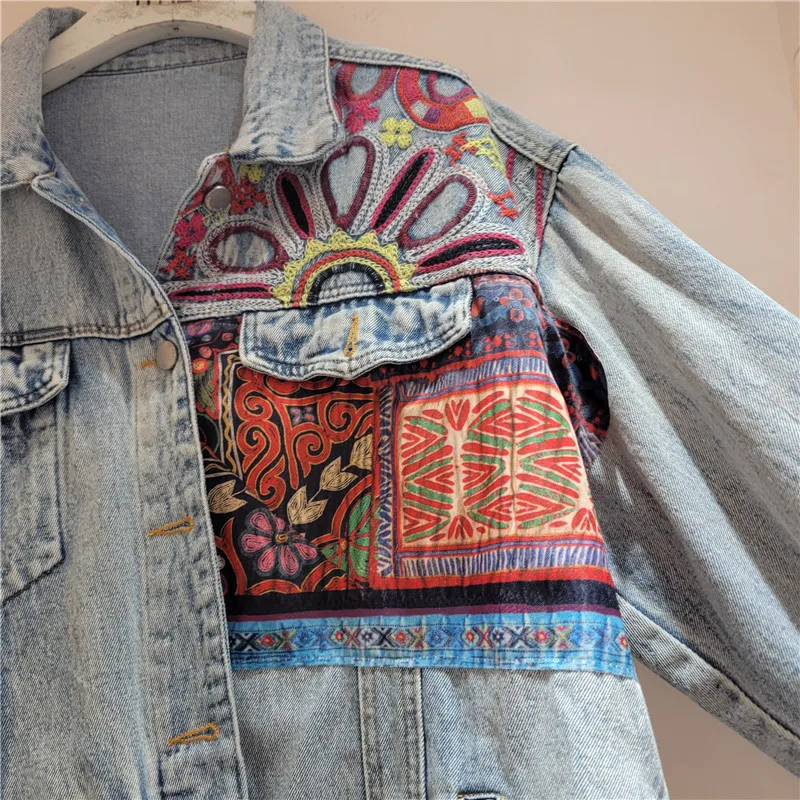 Vintage Blue Embroidery Splice - Patchwork Jean Jacket recensione e prezzo