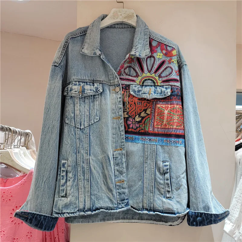 Vintage Blue Embroidery Splice - Patchwork Jean Jacket recensione e prezzo
