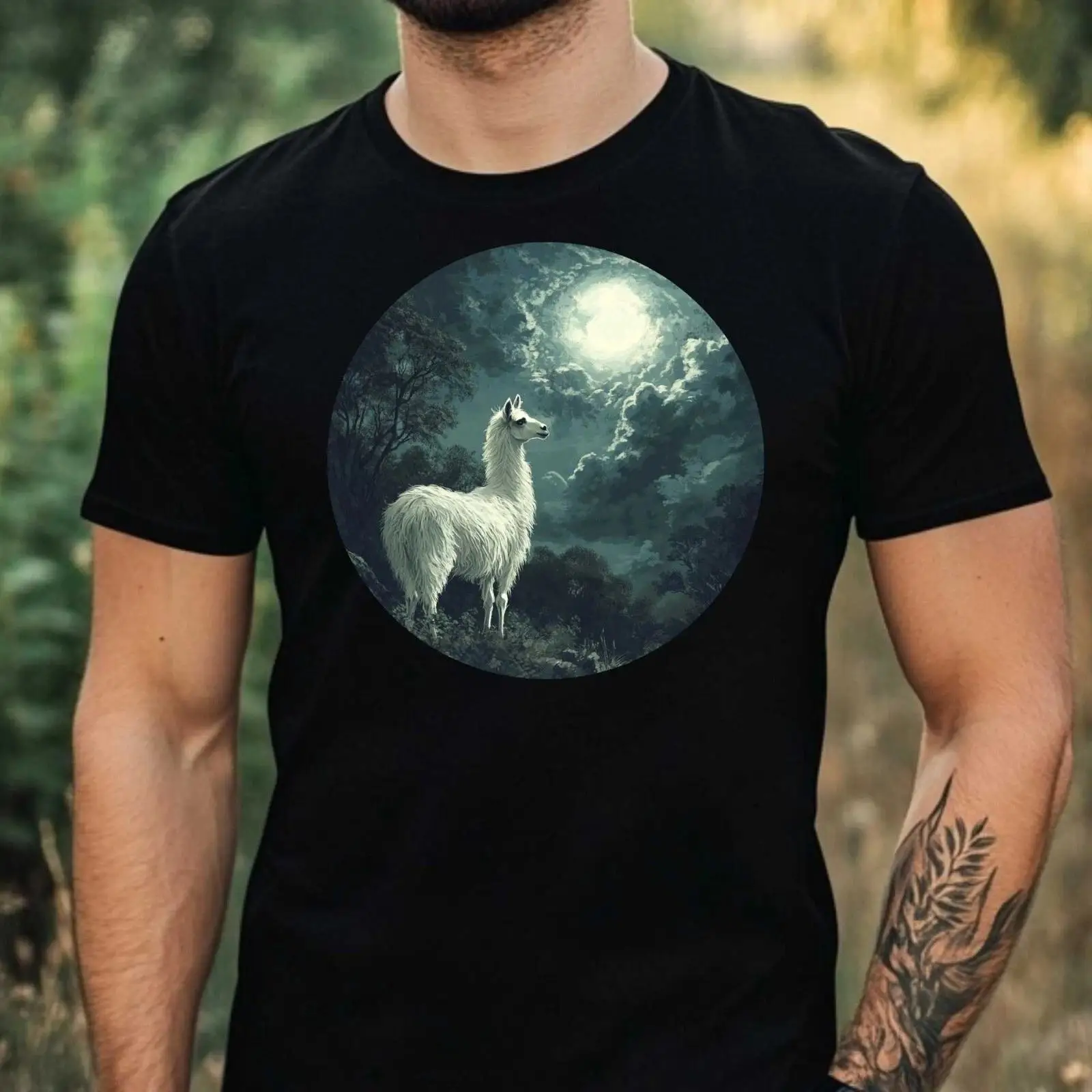 T Shirt Herren Alpaka im Mondl - Vintage Fashion Herren recensione e prezzo