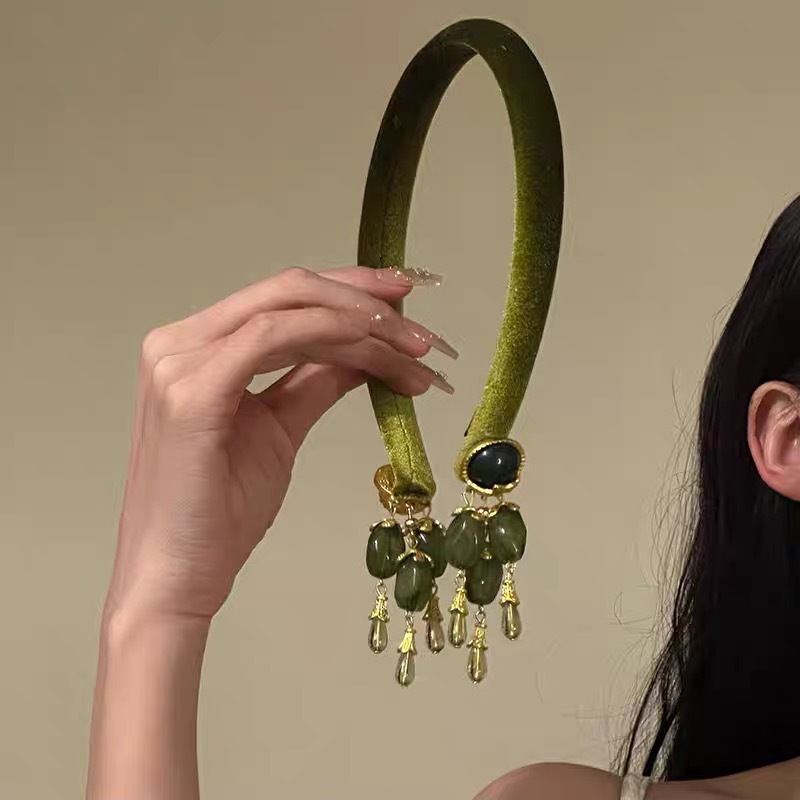 Vintage Fringe Headband Olive  - Vintage Fashion In Chinese recensione e prezzo