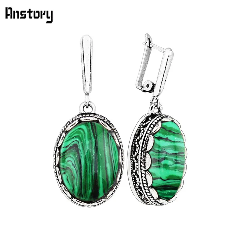 Flower Oval Malachite Dangle E - Vintage Fashion Look recensione e prezzo