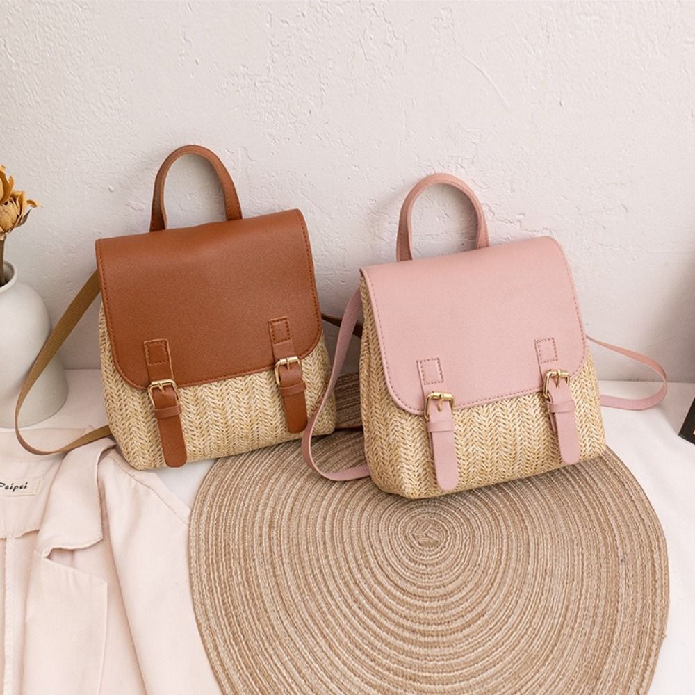 Fashion PU Leather Straw Backp - Vintage Fashion Look recensione e prezzo